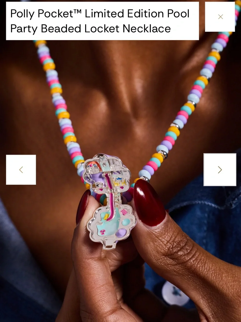 Alex and Ani Polly Pocket Pool Party Beaded Locket Necklace - Purple NWT